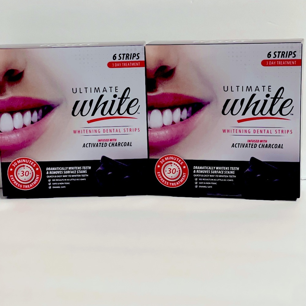 Ultimate White Activated Charcoal Teeth Whitening Strips Dental White Strip 12Pc